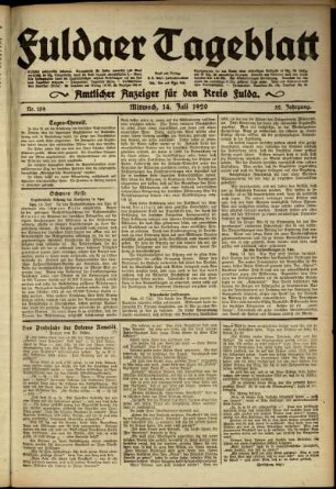 Ausgabe vom Mittwoch, den 14. Juli 1920.