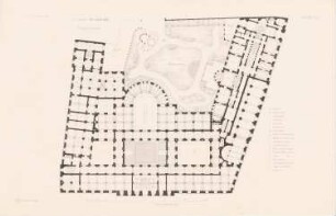 Deutsche Reichsbank, Berlin: Grundriss Erdgeschoss (aus: Atlas zur Zeitschrift für Bauwesen, hrsg. v. G. Erbkam, Jg. 30, 1880)