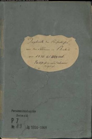 Kirchenbuchduplikate der katholischen Gemeinde Beelen (GHT 1850-1869). (Gemeinde: Beelen, kath. Gemeinde)