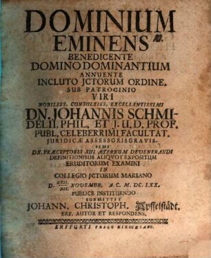 De dominio eminenti, disp.