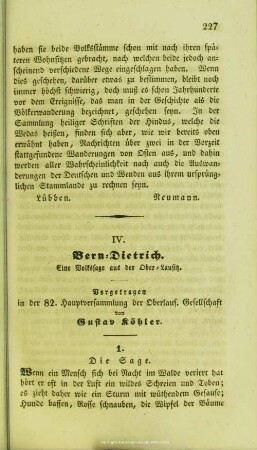 IV. Bern-Dietrich : eine Volkssage aus der Ober-Lausitz