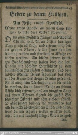 Gebete zu denen Heiligen
