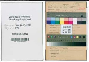 Entnazifizierung Erna Henning , geb. 20.08.1887 (Verwaltungsbeamtin)