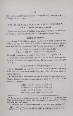 SUR LES RELATIONS DE PTOLÉMÉE ET DE FEUERBACH.