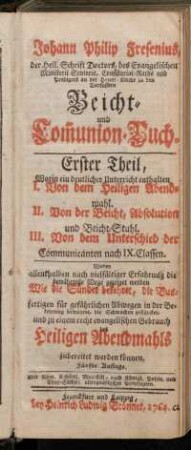 Theil 1: Beicht- und Communion-Buch