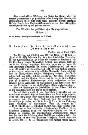Lehrplan für den Latein-Unterricht an Oberrealschulen : [C. Höhere Lehranstalten für die männliche Jugend]