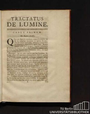 Caput Primum. De Radiis directis.