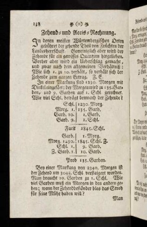 138-144, Zehend- und Accis-Rechnung.