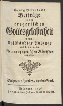 Des zweiten Bandes, viertes Stück