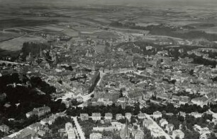 Bautzen, Stadtkern von Südosten, Luftbild-Schrägaufnahme