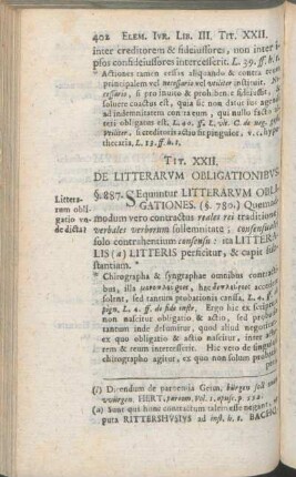 Tit. XXII. De Litterarvm Obligationibvs.
