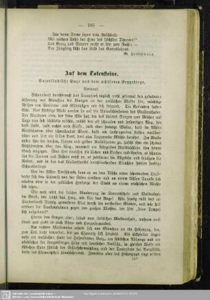 Auf dem Totenstein : Vaterländische Sage aus dem mittleren Erzgebirge