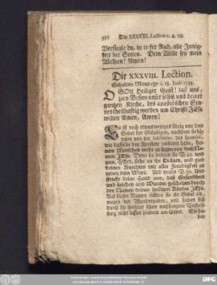 Die XXXVIII. Lection. Gehalten Montags d. 18. Junii 1725.