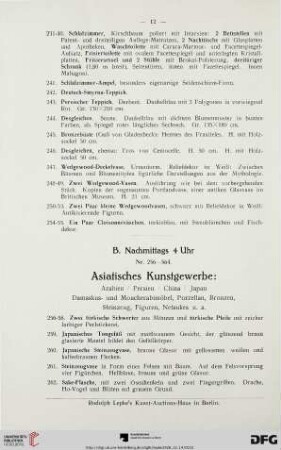 B. Nachmittags 4 Uhr: Asiatisches Kunstgewerbe (Nr. 256-564)