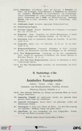 B. Nachmittags 4 Uhr: Asiatisches Kunstgewerbe (Nr. 256-564)