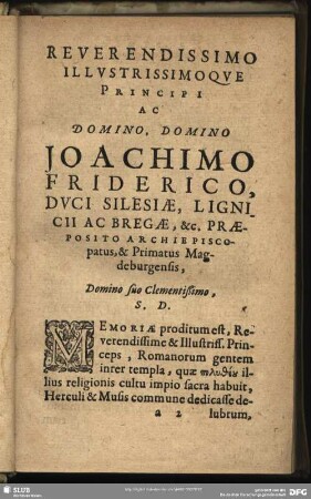 Epistola. Nuncupatoria