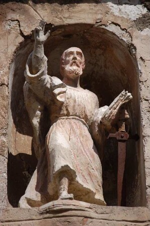 Heiligenfigur an der Stadtmauer, Kleinstadt St-Paul, bei Nizza