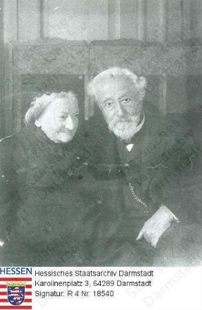 Wedekind, Wilhelm Freiherr v. (1830-1914) / Porträt, mit Ehefrau Emma geb. Knapp (1830-1914), Altersbild / sitzend, Kniestücke