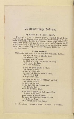 VI. Mundartliche Dichtung