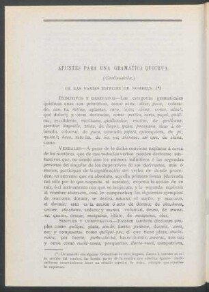 Apuntes para una gramática Quichua - (Continuación.)