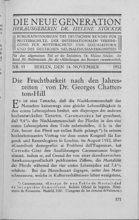 Die Fruchtbarkeit nach den Jahreszeiten
