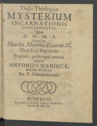 Theses Theologicae Mysterium Incarnationis Concernentes