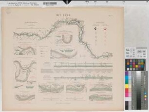Preußen (Königreich) Wasserstraßen: Elbe Blatt 12 Übersichts- und Einzelpläne, Wasserstand 1891 1 : 250 - 800 000 54 x 64 Druck: Bogdan Gisevius, Berlin B Nr. 528