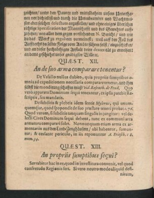 Quaest. XIII. An propriis sumptibus sequi?