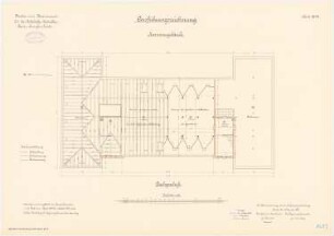 Kaserne für das Luftschiffer-Bataillon, Berlin-Jungfernheide: Kammergebäude: Grundriss Dachgeschoss 1:100