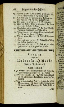 Fragen über die Universal-Historie Neuen Testaments.