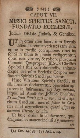 Caput VII. Missio spiritus sancti, fundatio ecclesiæ ...