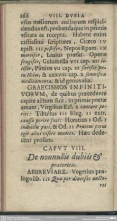Caput VIII. De nonnullis dubiis & praeteritis