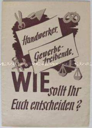 Propagandaschrift der SED zu den Kommunalwahlen 1946 (?) mit Ausrichtung auf das Handwerk