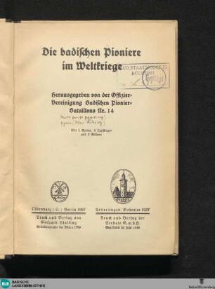 Die badischen Pioniere im Weltkriege