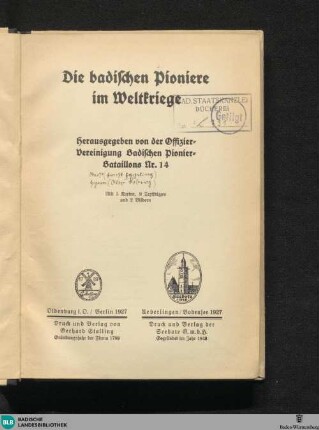 Die badischen Pioniere im Weltkriege