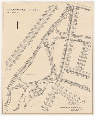 Bebauung des Gaustadter Hanges, Bamberg: Grundriss Grünanlage am See 1:500