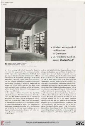 Modern ecclesiastical architecture in Germany / Der moderne Kirchenbau in Deutschland