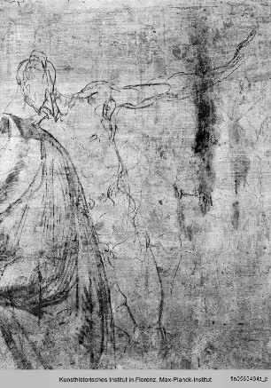 Wandzeichnungen an der Südwand: Figurenstudien : Matthäus und der Engel