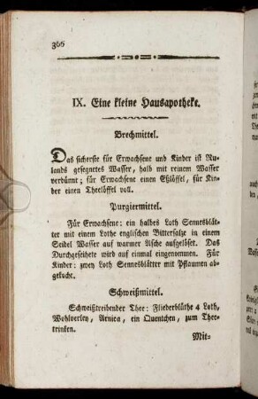 IX. Eine kleine Hausapotheke.