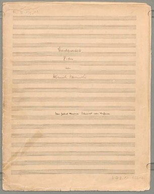 Quartets, vl (2), vla, vlc, F-Dur - BSB Mus.N. 139,11 : [title page:] Streichquartett // F-dur // von // Heinrich Kaminski // [added later:] Frau Gertrud Marense überreicht vom Verfasser