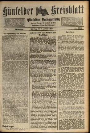 Zweite Ausgabe vom Dienstag, den 09. Februar 1926.
