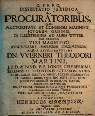 Diss. iur. de procuratoribus