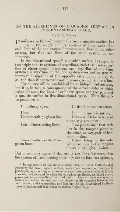On the superlines of a quadric surface in five-dimensional space.
