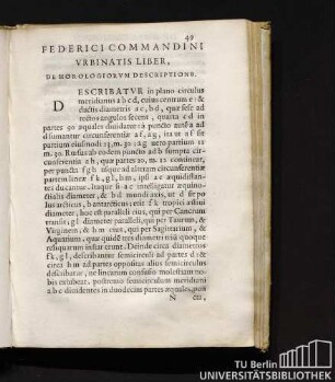 Federici Commandini Urbinatis Liber, De Horologiorum Descriptione.