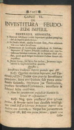Caput VI. De Investitura Feudorum Imperii