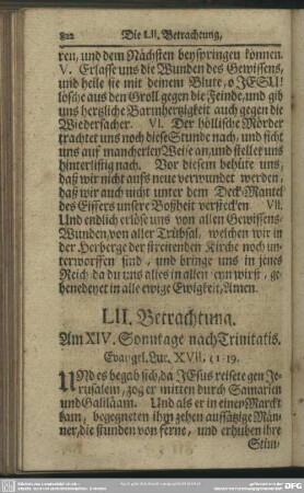 LII. Betrachtung. Am XIV. Sonntage nach Trinitatis. Evangel. Luc. XVII, 11-19