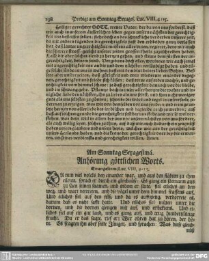 Am Sonntag Sexagesimae. Anhörung göttlichen Worts. Evangelium Luc. VIII, 4-15