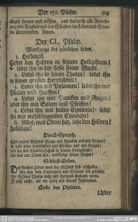 Der CL. Psalm : Werckzeuge des göttlichen Lobes