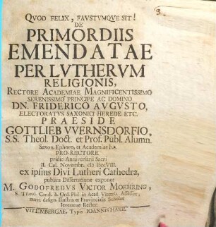 De Primordiis Emendatae Per Lutherum Religionis ...