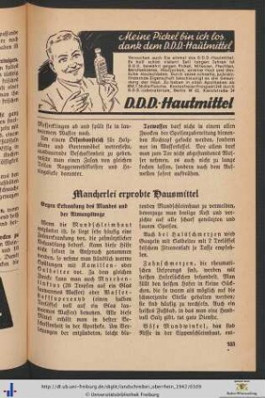 Mancherlei erprobte Hausmittel.